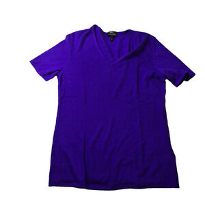 Escada Womens S Purple Cashmere V-Neck Short Sleeve Sweater S Cashmere